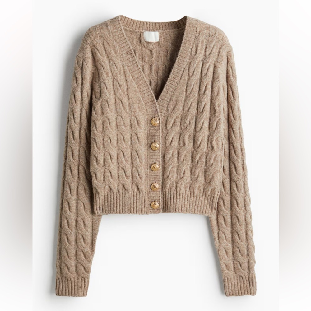 H&M Beige Cable Knit Cardigan